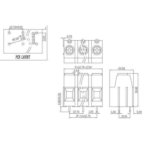 57A1000V High current screw type PCB terminal block can be spliced